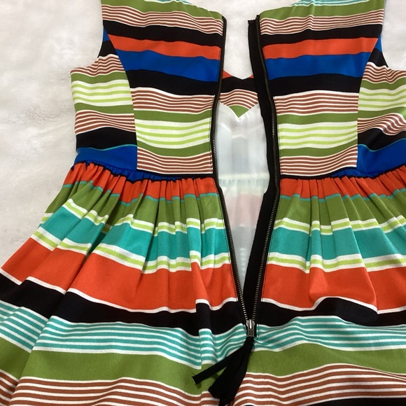 Anthropologie Tracy Reese Colorful Striped Silk Blend Sleeveless Dress Size 2 - Picture 4 of 9